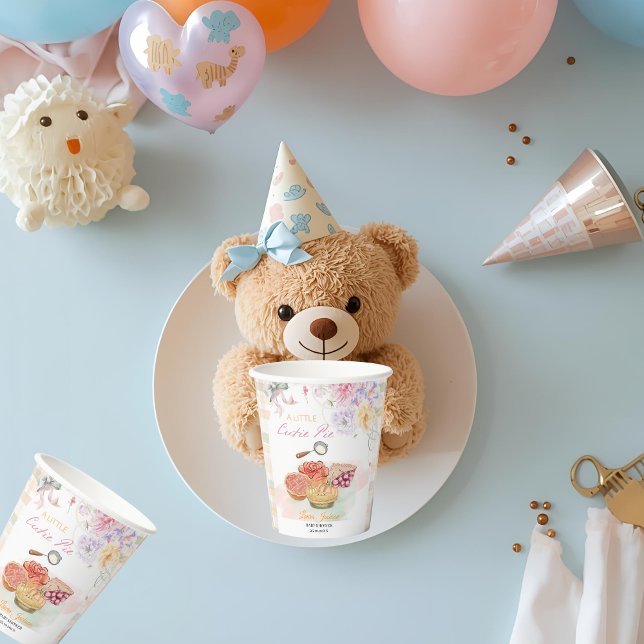 Gobelets En Papier Cherry Little Cutie Pie Pastel En vichy Baby showe (Créateur téléchargé)