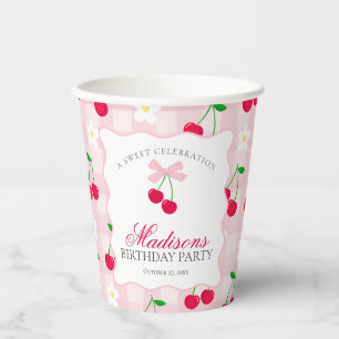Gobelets En Papier Cherry Sweet Coquette Rose Bow En vichy Anniversai