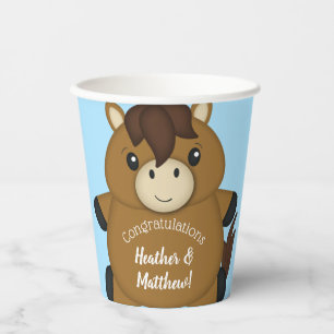 Gobelets En Papier Cheval Baby shower Blue Boy