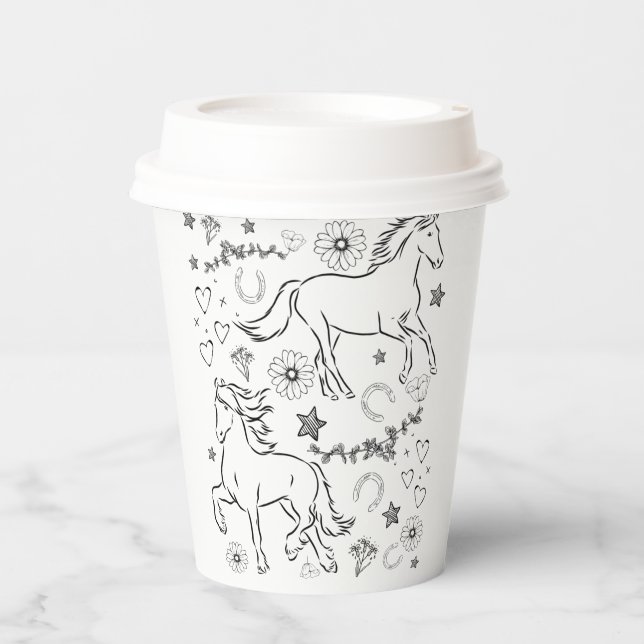 Gobelets En Papier Cheval Doodle M'Enfoncer (Recto)