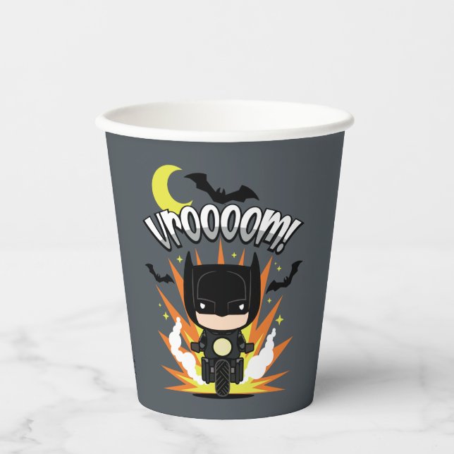 Gobelets En Papier Chibi Batman Batcycle (Recto)