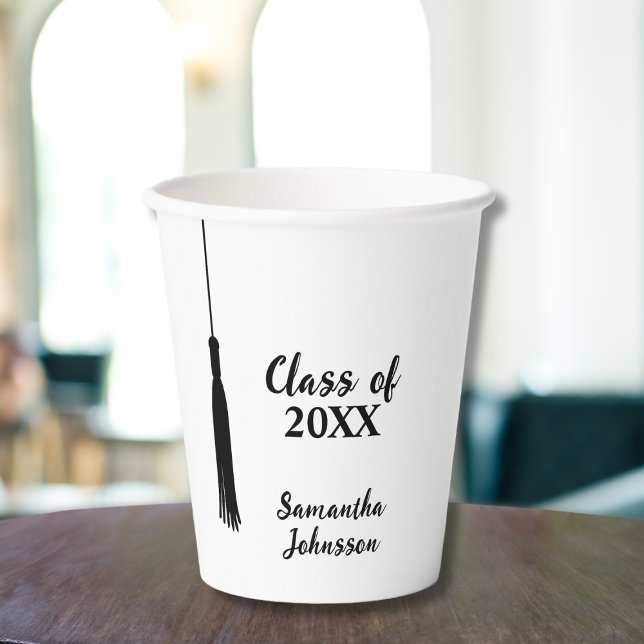Gobelets En Papier Chic 2024 Grad Tassel Diplôme Personnalisé (Chic 2024 Grad Tassel Personalized Graduation Paper Cups)