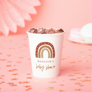 Gobelets En Papier Chic Baby shower Arc-en-ciel en terre cuite Boho