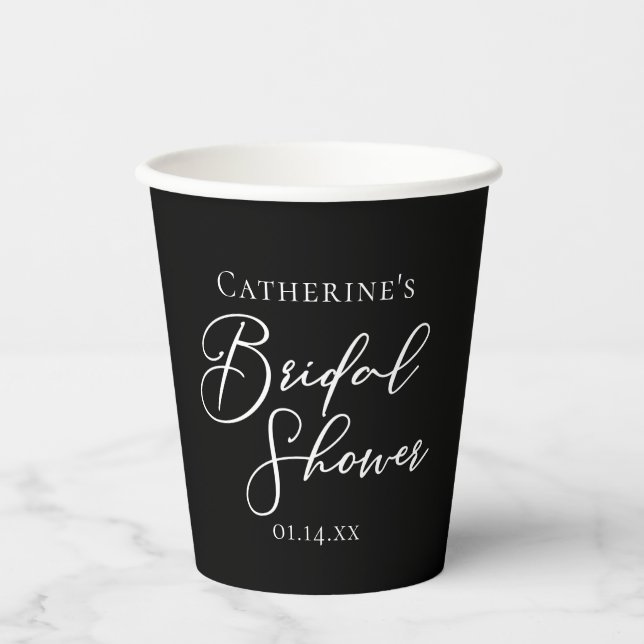 Gobelets En Papier Chic Black White Bridal Shower Personalized (Recto)
