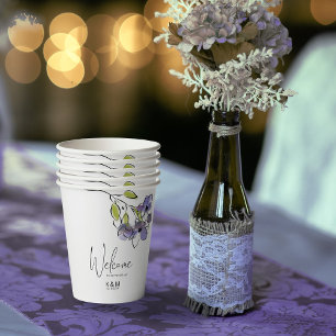 Gobelets En Papier Chic Floral Mariage Welcome Blackberry ID695