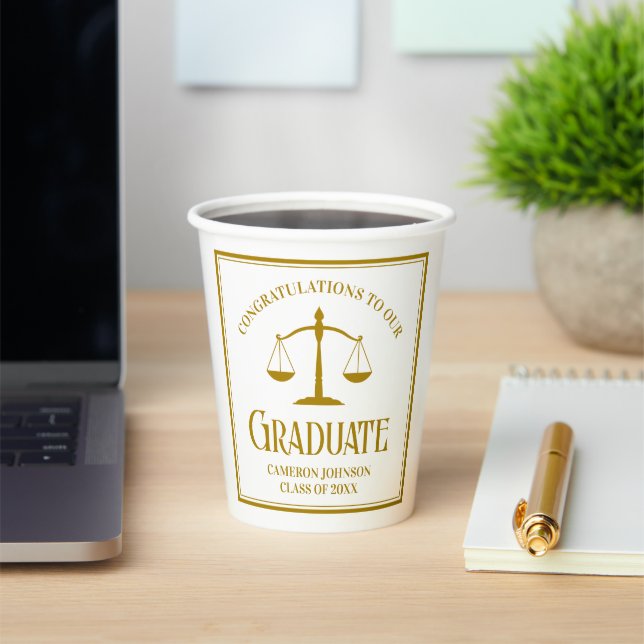 Gobelets En Papier Chic Gold Law School Custom Graduation Party (Insitu)