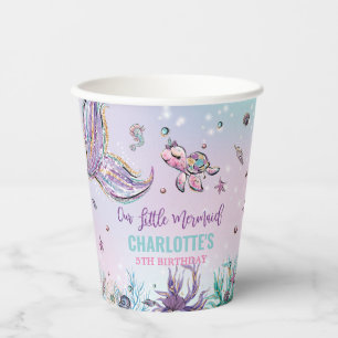 Gobelets En Papier Chic Mermaid Queue sous la mer fête d'anniversair