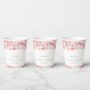 Gobelets En Papier Chic moderne Blush Paisley Fête des mariées de typ