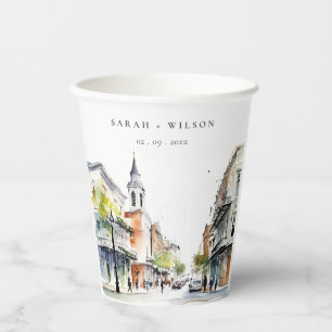Gobelets En Papier Chic New Orleans Louisiana Mariage aquarelle