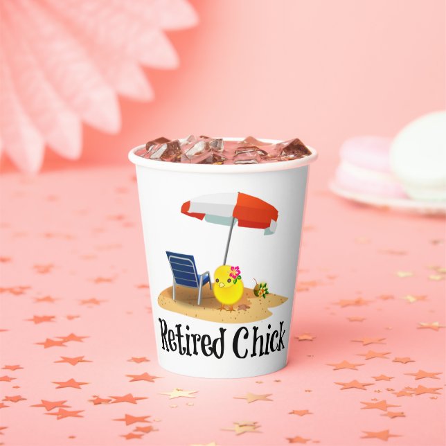 Gobelets En Papier Chick à la retraite sur la plage (Insitu)