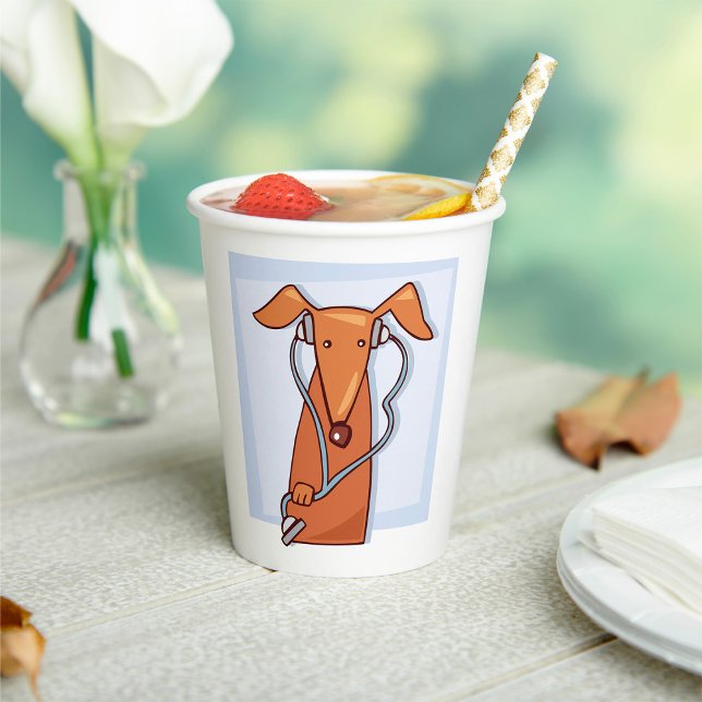 Gobelets En Papier Chien à écouter de la musique drôle casque Pup (Créateur téléchargé)