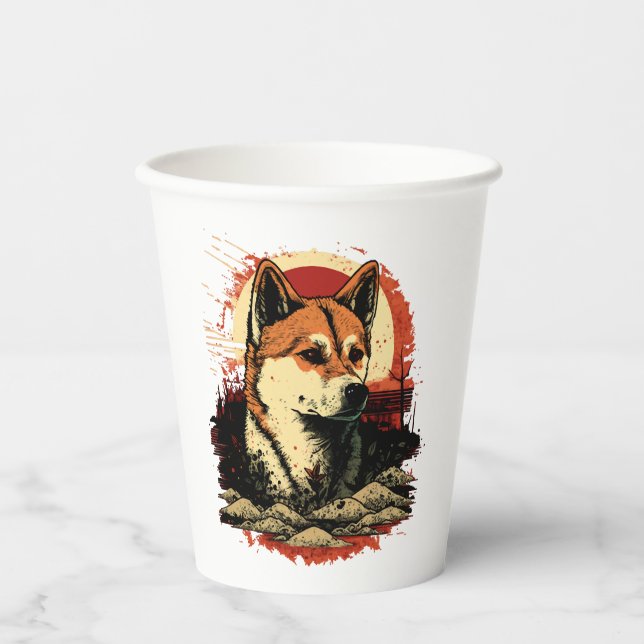 Gobelets En Papier Chien Akita Inu (Recto)