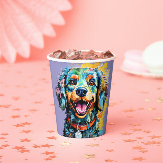 Gobelets En Papier Chien avec des lunettes