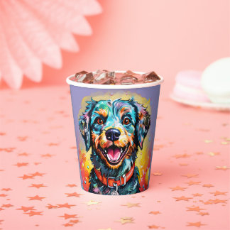 Gobelets En Papier Chien avec des lunettes