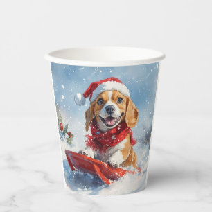 Gobelets En Papier Chien Beagle dans un traîneau Laissez tomber la ne