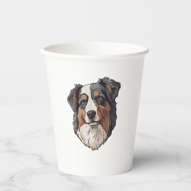 Gobelets En Papier Chien berger australien (Recto)