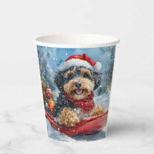 Gobelets En Papier Chien Bernedoodle dans un traîneau Laissez tomber