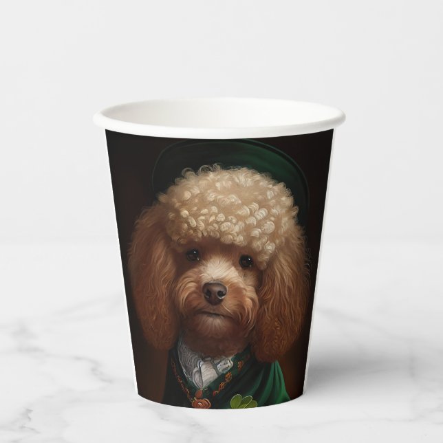 Gobelets En Papier Chien caniche en robe de la Saint-Patrick (Recto)
