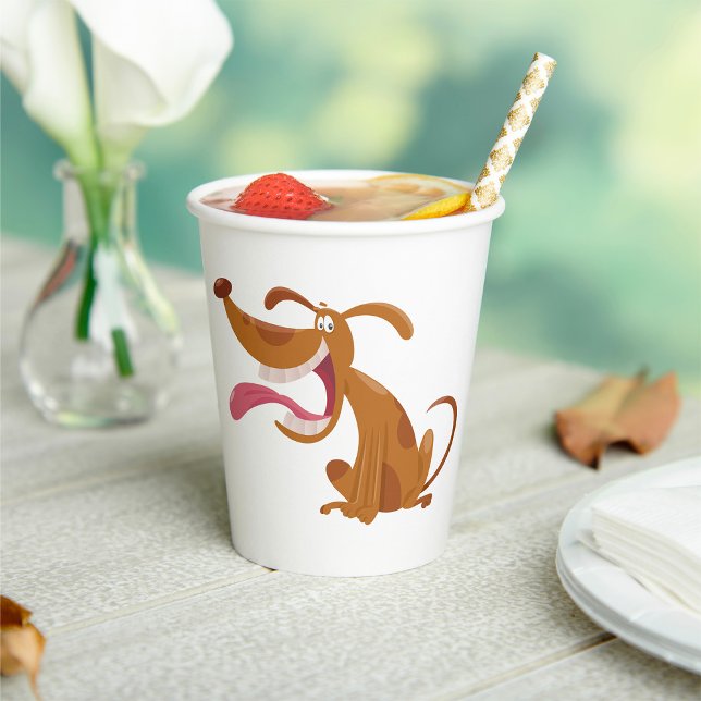 Gobelets En Papier Chien de caricature avec grand sourire et langue d (Créateur téléchargé)