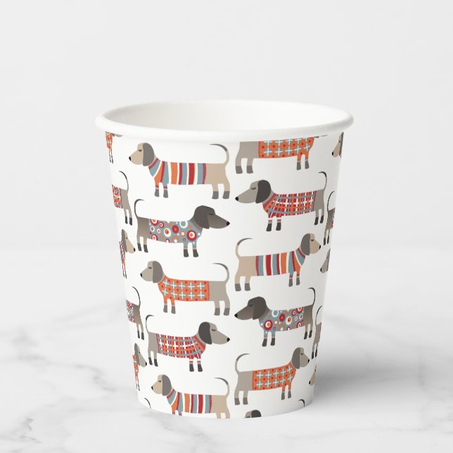 Gobelets En Papier Chien de saucisse Dachshund (Recto)