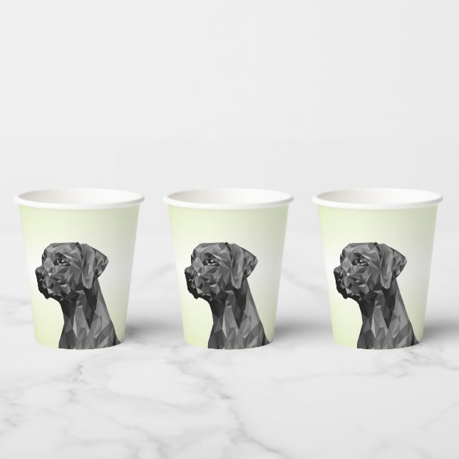Gobelets En Papier Chien géométrique gris sur fond vert (Multi)