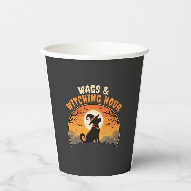 Gobelets En Papier Chien Halloween Clair de lune (Recto)