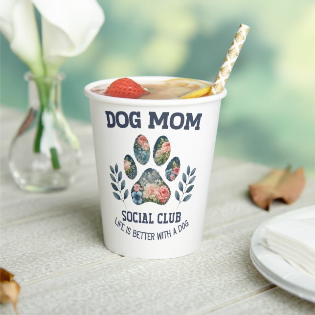Gobelets En Papier Chien Maman Paw Floral (Insitu)