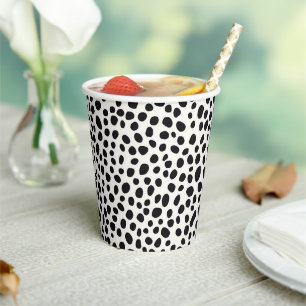 Gobelets En Papier Chien noir et blanc Dalmatien Motif Abstrait