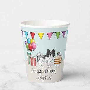 Gobelets En Papier Chien noir et blanc Papillon coloré Anniversaire