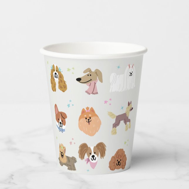 Gobelets En Papier Chiens Animaux (Recto)