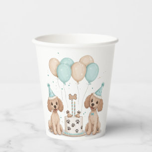 Gobelets En Papier Chiens de caniche normaux d'anniversaire