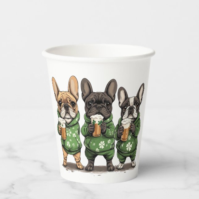Gobelets En Papier Chiens de la Fête de la Saint-Patrick (Recto)