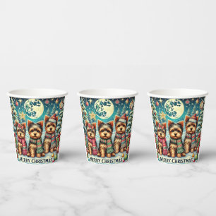 Gobelets En Papier Chiens Yorkie Vintage Mignons