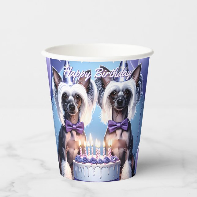Gobelets En Papier Chinese Crested Birthday (Recto)