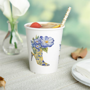 Gobelets En Papier Chinoiserie moderne élégant Floral High Heel
