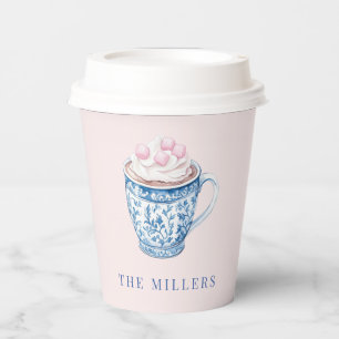 Gobelets En Papier Chinoiserie rose et bleu Hot Cocoa Mug
