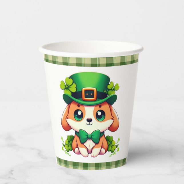 Gobelets En Papier Chiot de la Saint-Patricks (Recto)