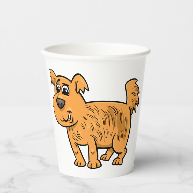 Gobelets En Papier Chiot orange débraillé (Recto)