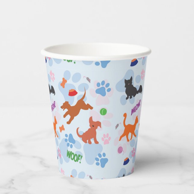 Gobelets En Papier Chiots et chatons Coupe de papier (Recto)