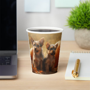 Gobelets En Papier Chiots Terrier Australien Délice d'Automne Citroui