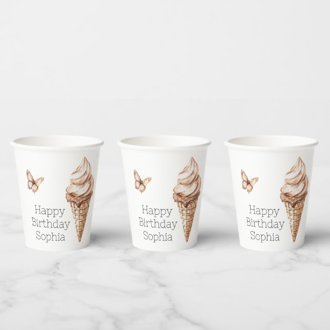 Gobelets En Papier Chocolat Mocha Ice Cream Cone Anniversaire (Multi)