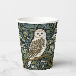 Gobelets En Papier Chouette blanche style Art nouveau