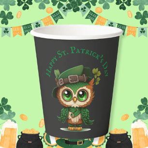 Gobelets En Papier Chouette verte de la Saint-Patrick