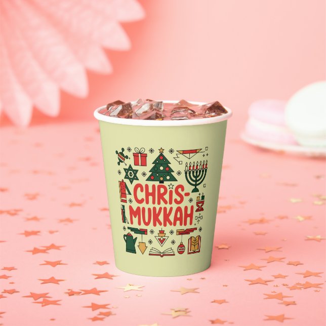 Gobelets En Papier Chrismukkah Hanoukka Noël Juif Religieux