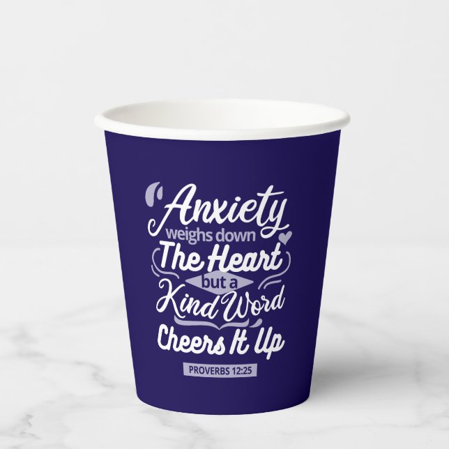Gobelets En Papier Christian Encouragement Quote – Anxiety & Kindness (Recto)