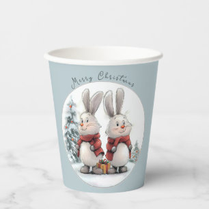 Gobelets En Papier Christmas Bunny and gift, personalized