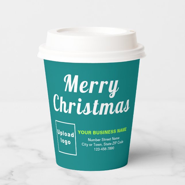 Gobelets En Papier Christmas Business Turquoise Green Paper Cup (Recto)