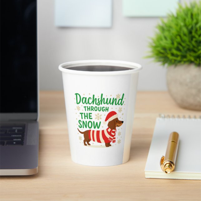 Gobelets En Papier Christmas Dachshund Paper Cups (Insitu)