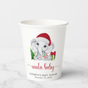 Gobelets En Papier Christmas Elephant Père Noël Baby Boy Douche