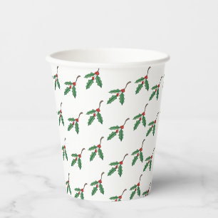 Gobelets En Papier Christmas Holly Café Party Boire des tasses de pap
